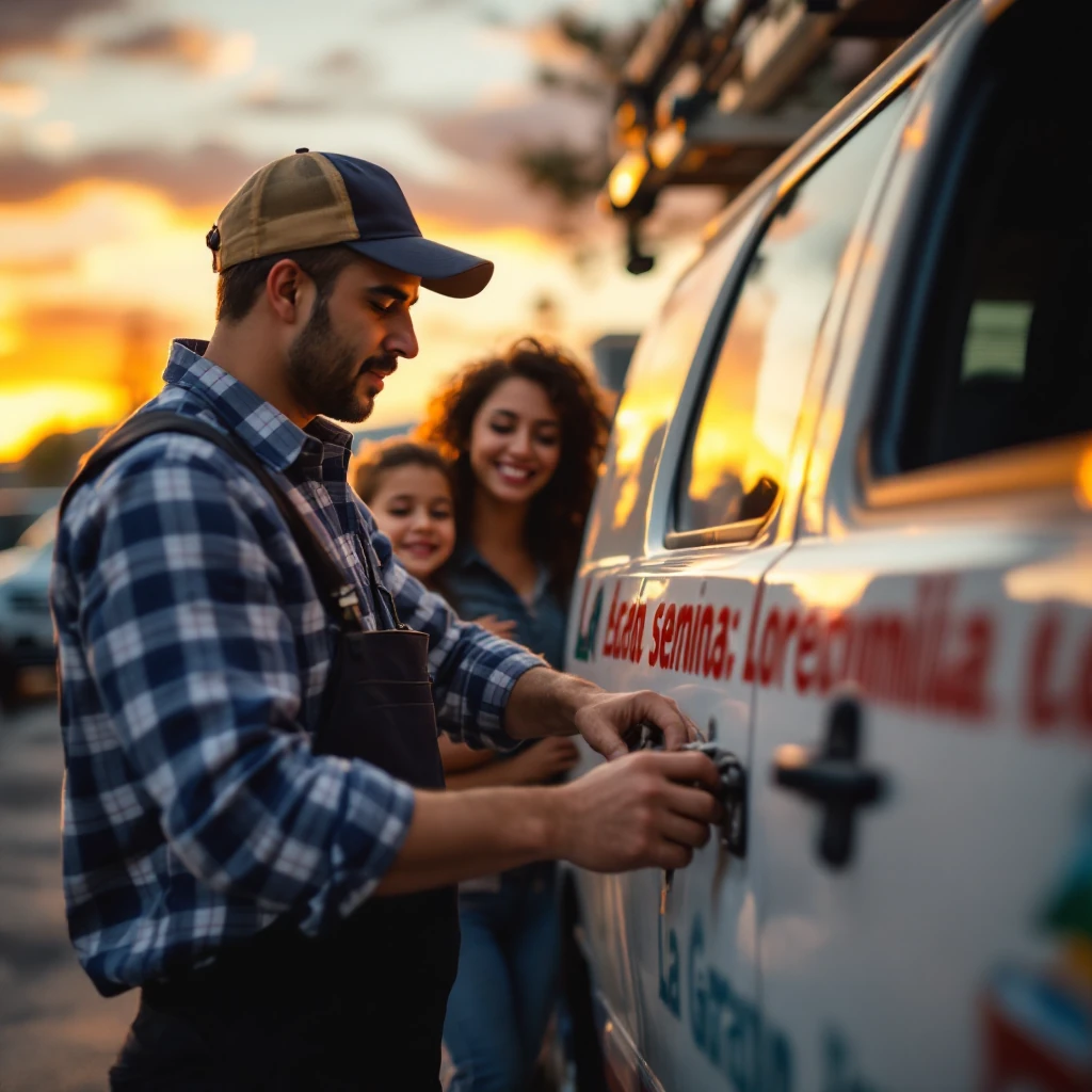 Cerrajero profesional creando nuevas llaves para auto sin llaves originales